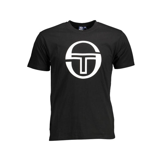 Sergio Tacchini Black Cotton Men T-Shirt with iconic logo and distinctive print, perfect for casual elegance and modern style.