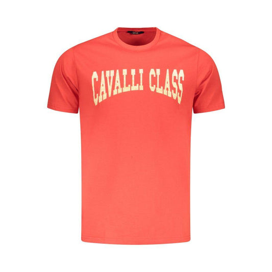 Cavalli Class Red Cotton Men T-Shirt CA-36711-XL