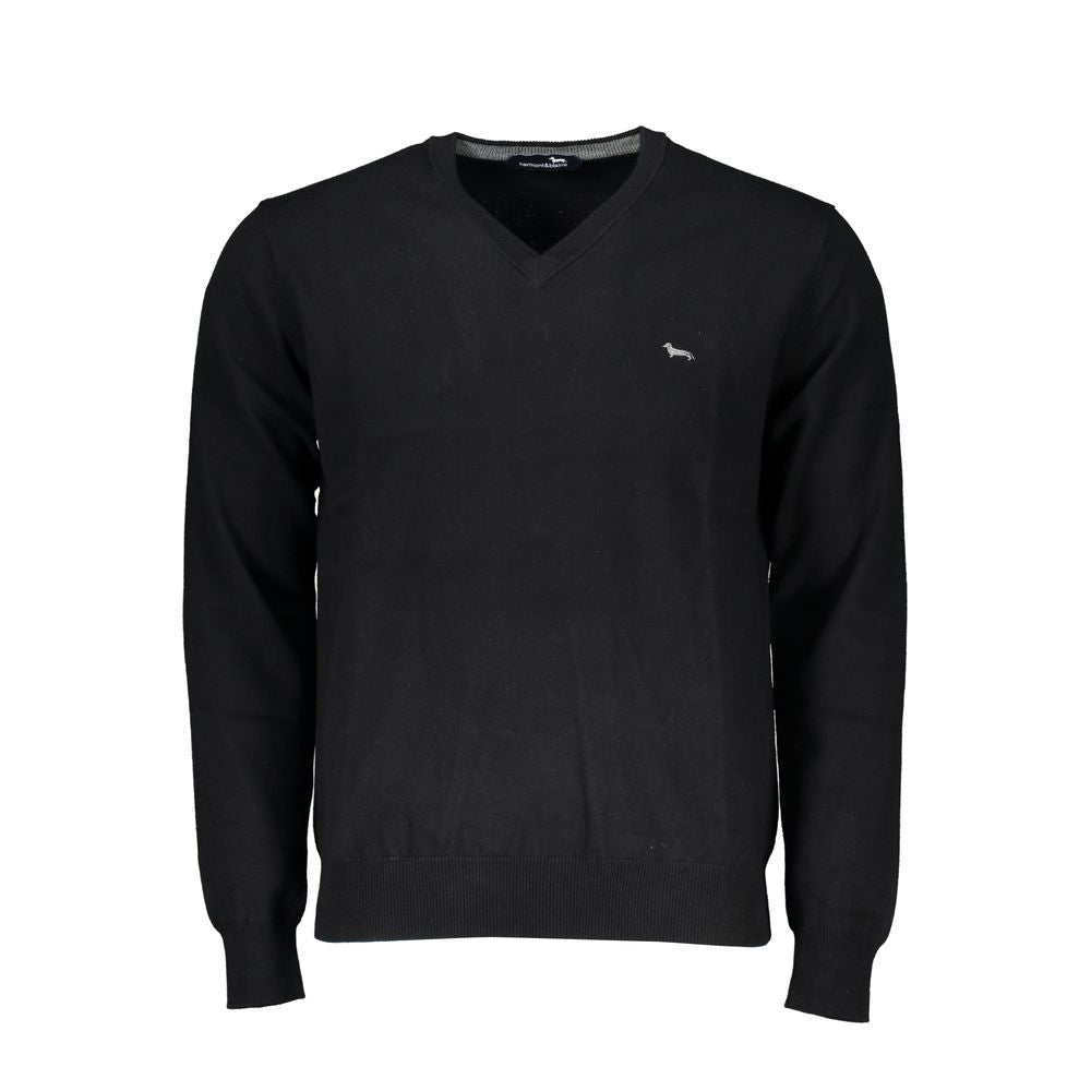 Harmont & Blaine Elegant V-Neck Embroidered Black Sweater HA-23572-L