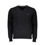 Harmont & Blaine Elegant V-Neck Embroidered Black Sweater HA-23572-L
