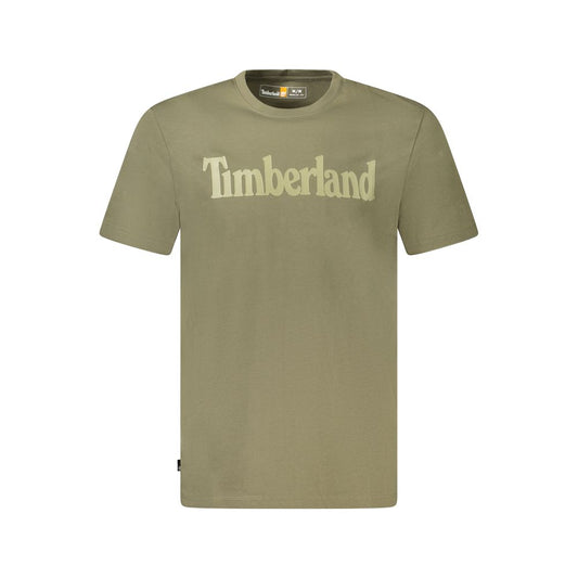 Timberland Green Cotton T-Shirt, regular fit, short sleeve, crew neck with wordmark logo, 100% organic cotton.