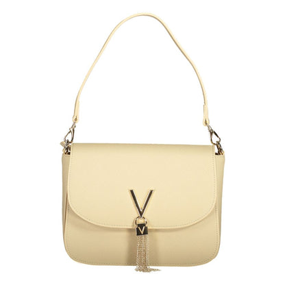 Mario Valentino Beige Polyethylene Women Handbag with detachable chain strap and external pocket for modern fashionistas.