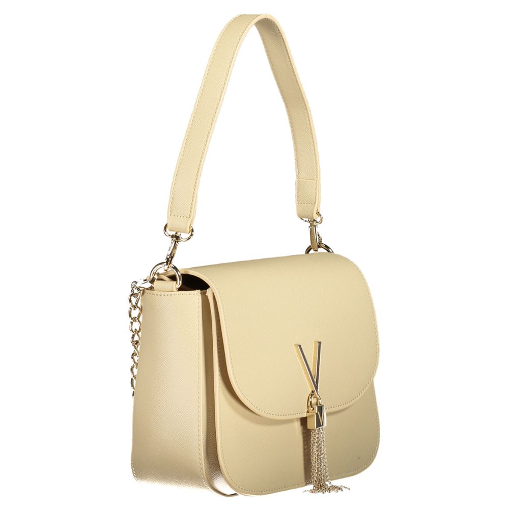 Mario Valentino Beige Polyethylene Women Handbag with detachable strap, external pocket, and elegant design.