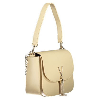 Mario Valentino Beige Polyethylene Women Handbag with detachable strap, external pocket, and elegant design.