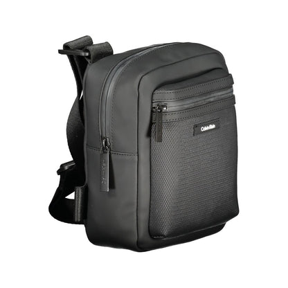 Calvin Klein Black Polyester Men Shoulder Bag with adjustable strap and zip closure for stylish organization.