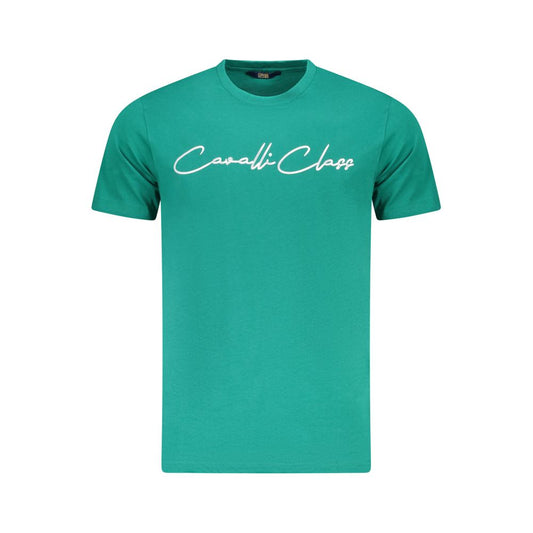 Cavalli Class Green Cotton Men T-Shirt CA-36699-M