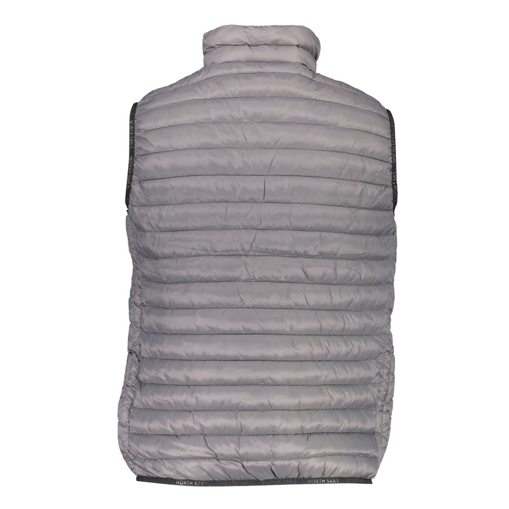Back view of North Sails Gray Polyamide Men Jacket showcasing quilted design.