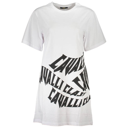 Cavalli Class White Cotton Dress