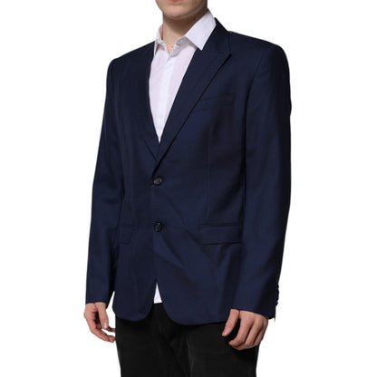 Dolce & Gabbana Blue Wool Single Breasted Suit Coat Blazer