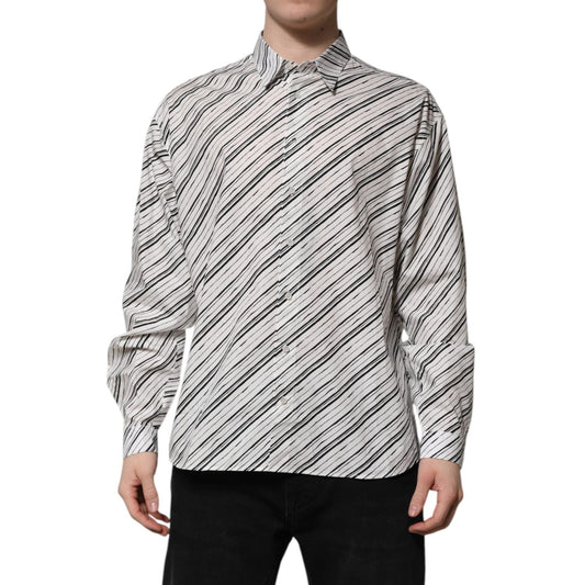 Dolce & Gabbana White Striped Long Sleeves Men Formal Shirt TSH906761-42