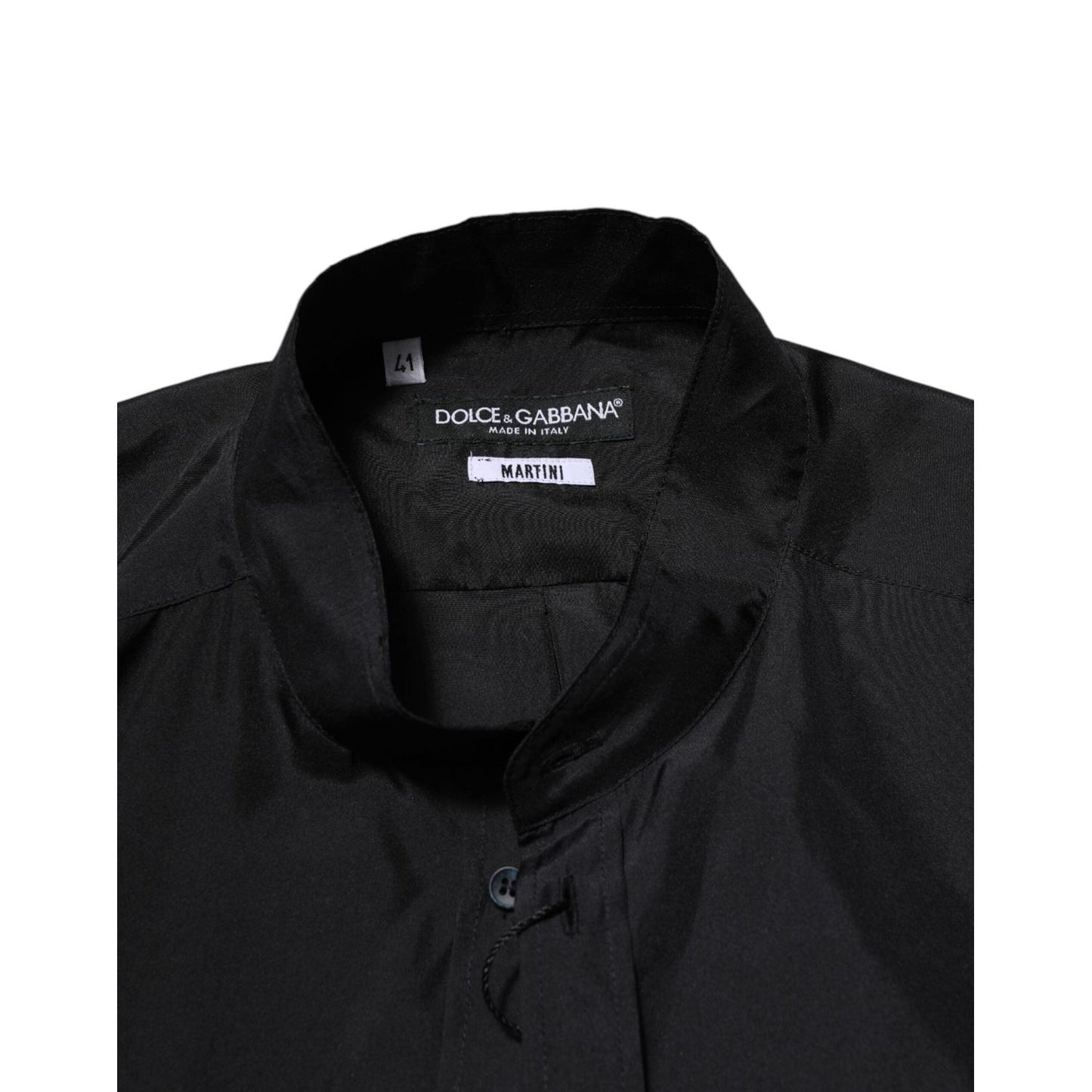 Dolce & Gabbana Dark Blue Silk MARTINI Men Formal Dress Shirt TSH906767-41