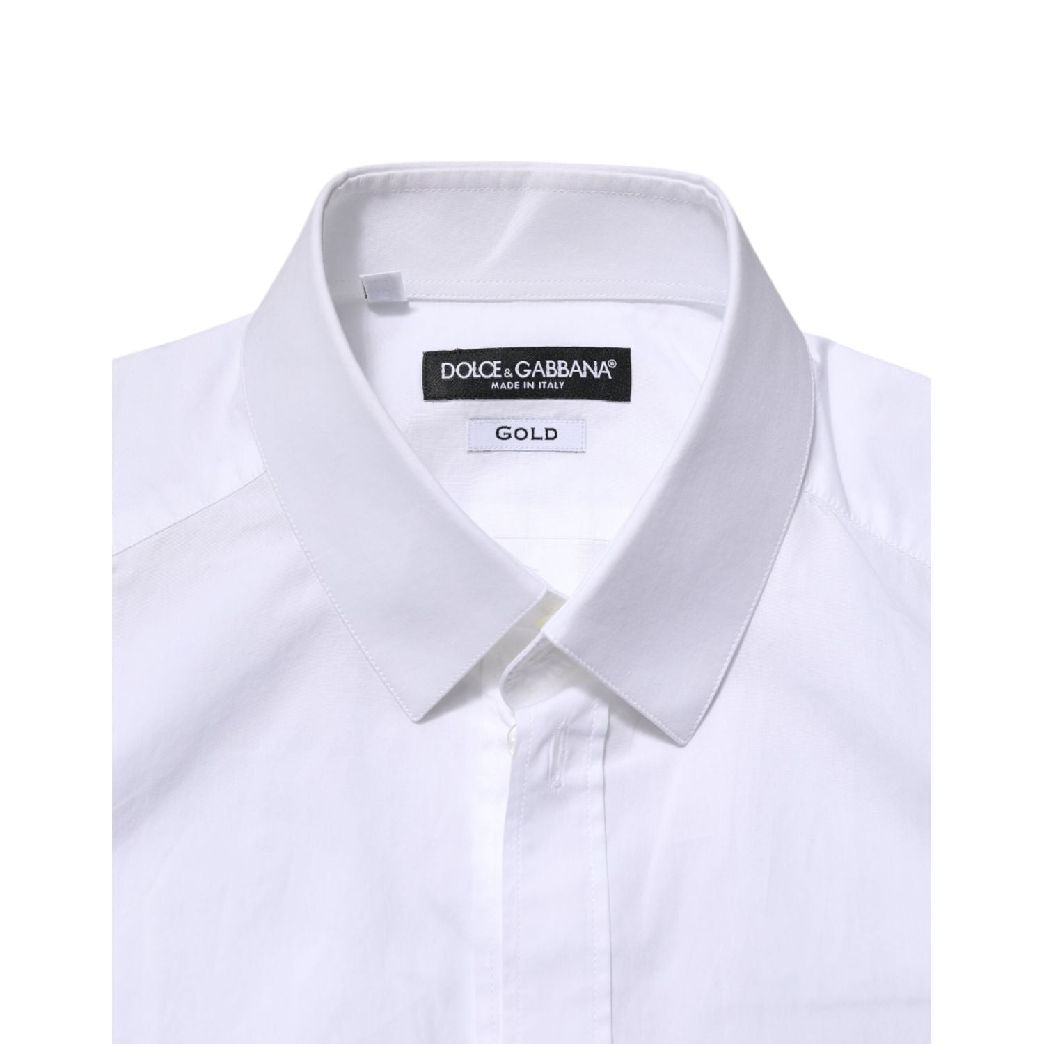 Dolce & Gabbana White Cotton GOLD Long Sleeve Men Dress Shirt