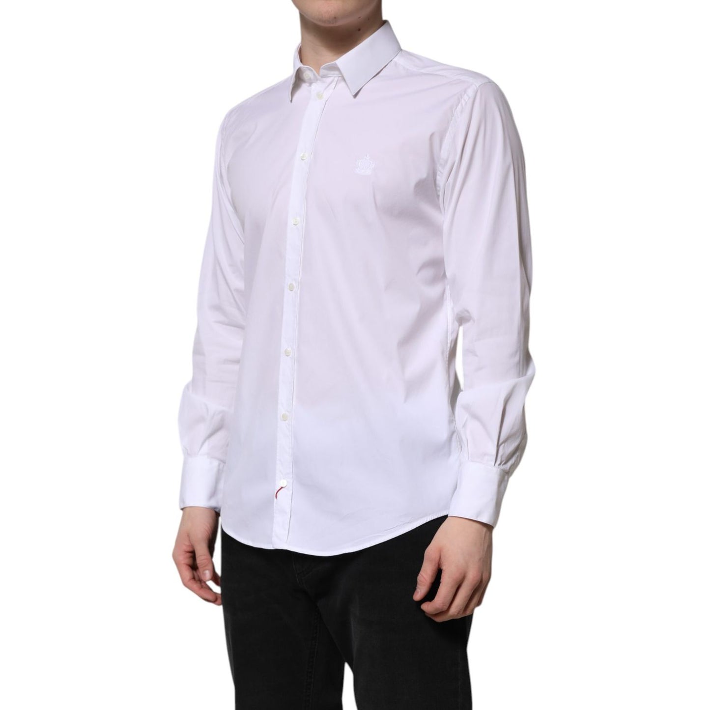 Dolce & Gabbana White Cotton MARTINI Long Sleeve Dress Shirt
