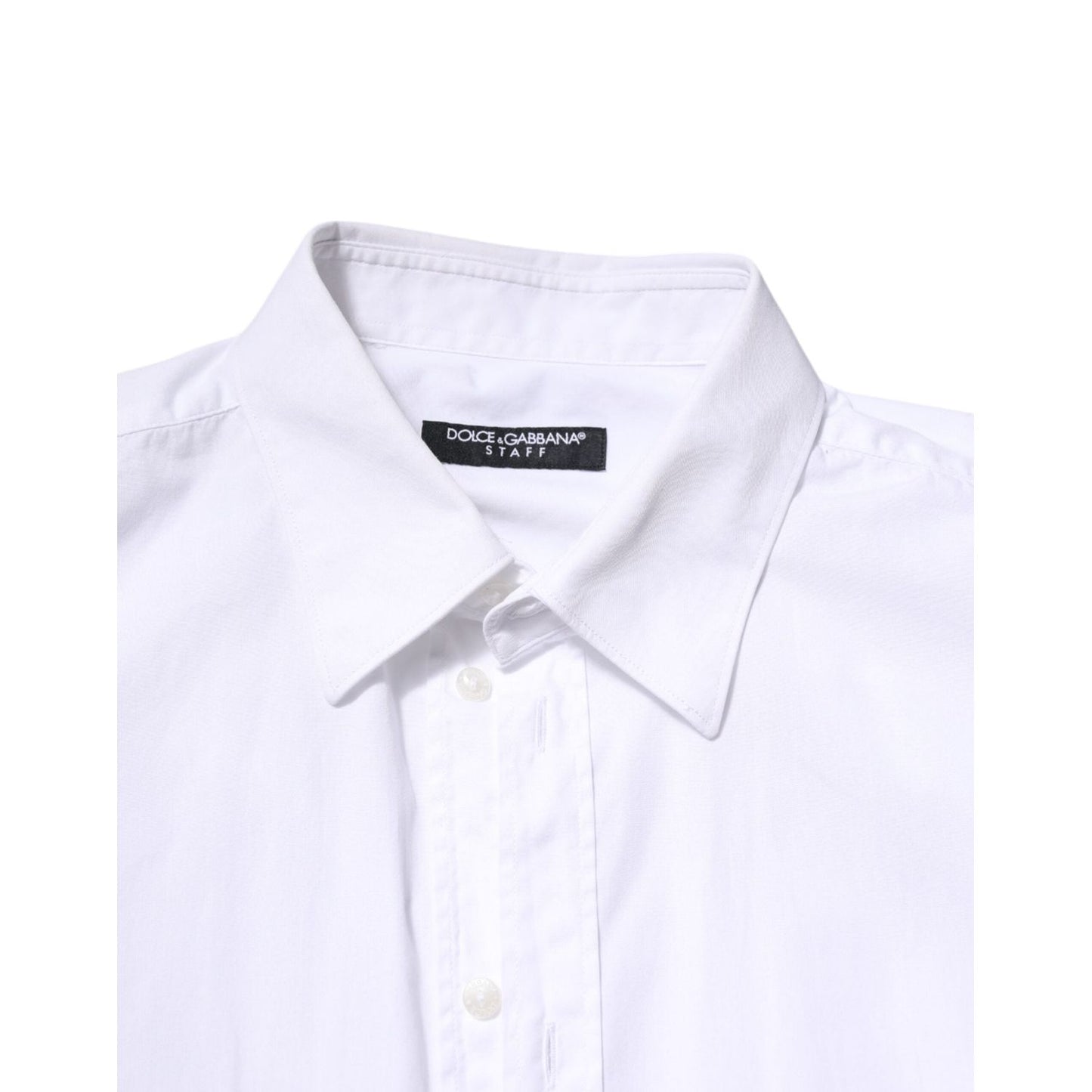 Dolce & Gabbana White Cotton STAFF Long Sleeves Formal Shirt TSH906948-43