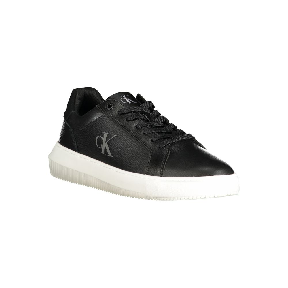 Calvin Klein Black Polyethylene Men Sneaker with sleek design and removable insole, combines bold aesthetics with comfort.