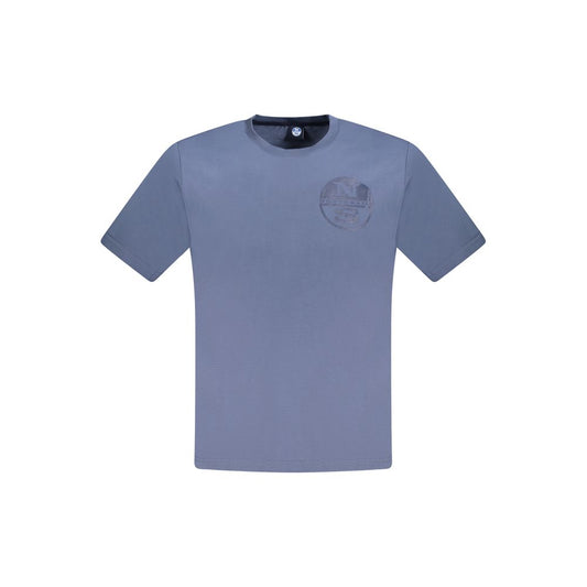 North Sails Blue Cotton Men T-Shirt with crew neck and logo design, made from 100% soft cotton.