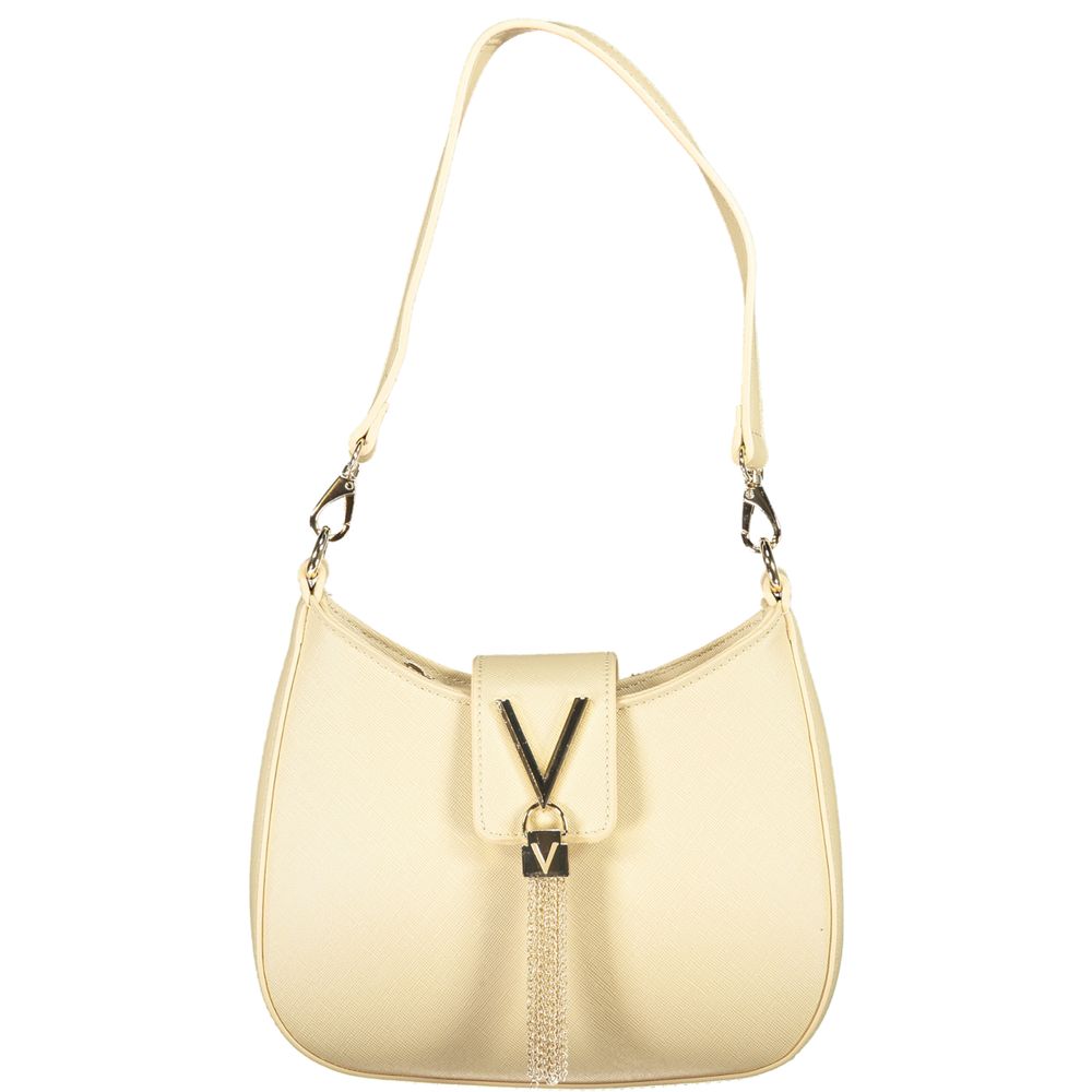 Mario Valentino Beige Polyethylene Women Handbag with chain and shoulder strap, elegant design with sophisticated beige color.