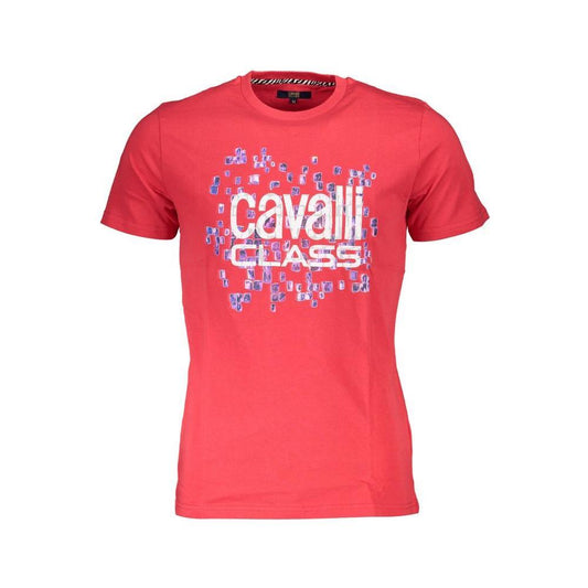 Cavalli Class Red Cotton Men T-Shirt CA-38037-L