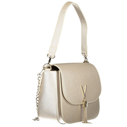 Mario Valentino Gray Polyethylene Handbag with removable straps and external pocket, featuring zip and magnet closure.