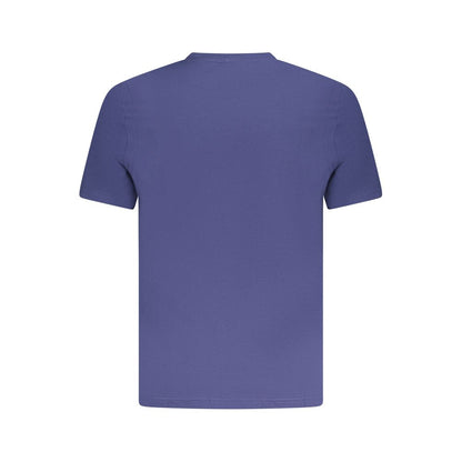 K-WAY Blue Cotton T-Shirt with short sleeves, crew neck, 1 pocket, logo application, back view