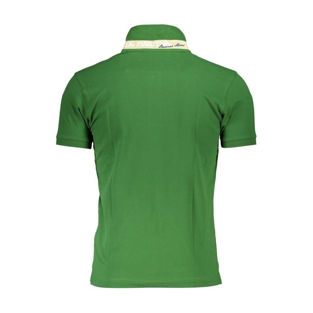 La Martina Sleek Green Slim Fit Polo with Contrast Detail LA-26371-XL