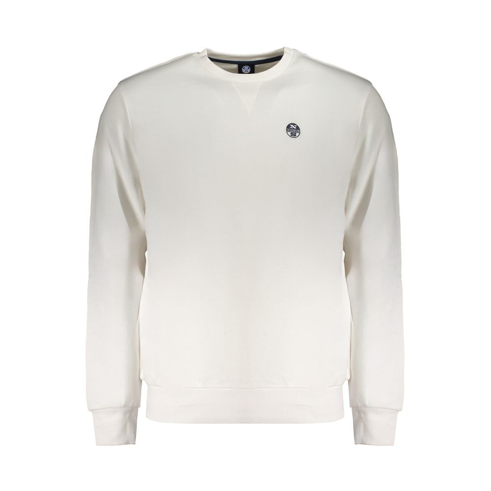 North Sails White Cotton Men Sweater with crew neck and logo