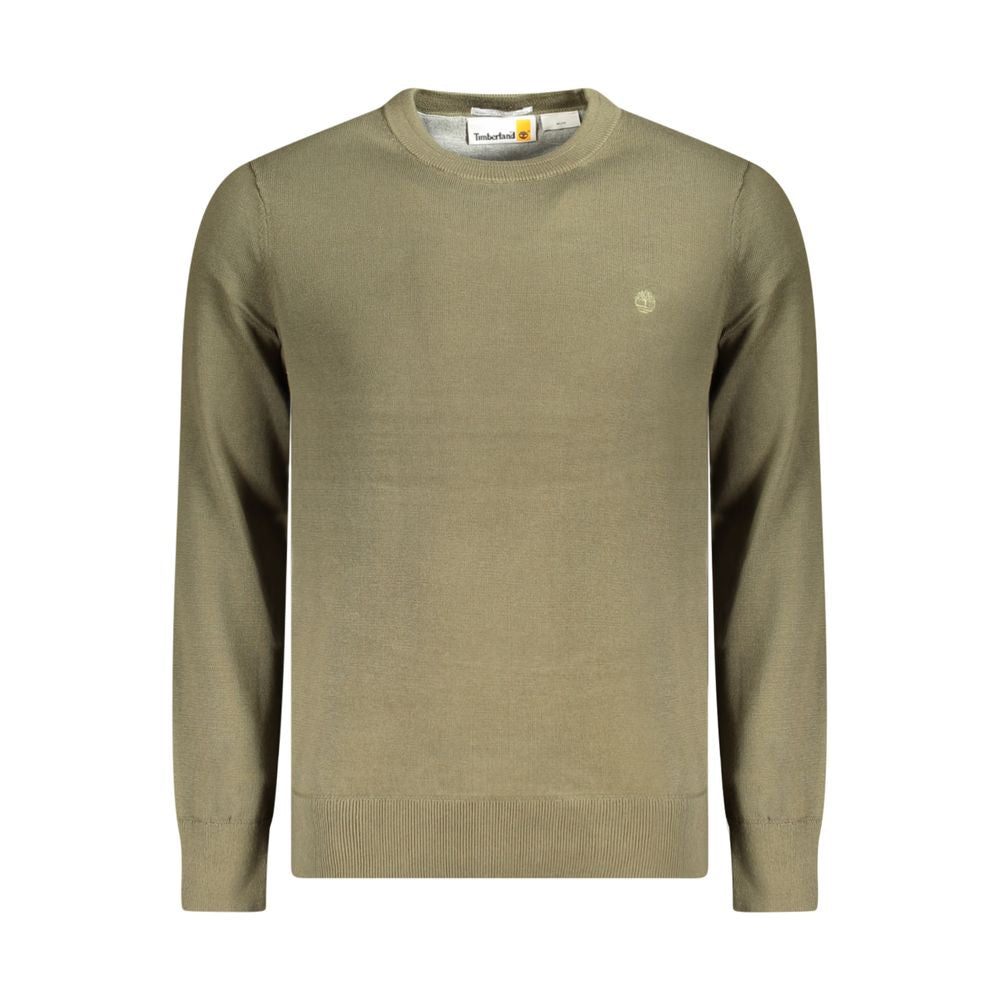 Alt Tag: Timberland Green Cotton Men Sweater with crew neck and embroidered logo