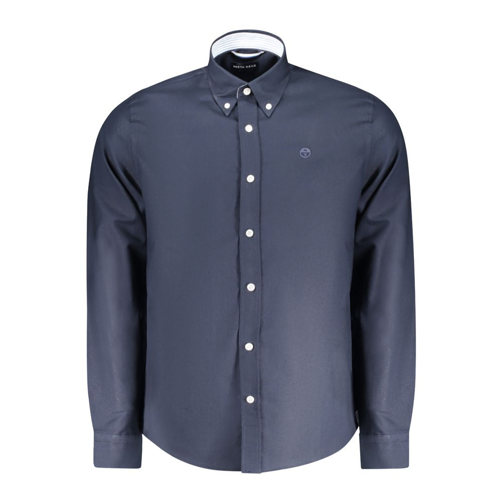 North Sails Blue Cotton Men Shirt with button-down collar and embroidered logo