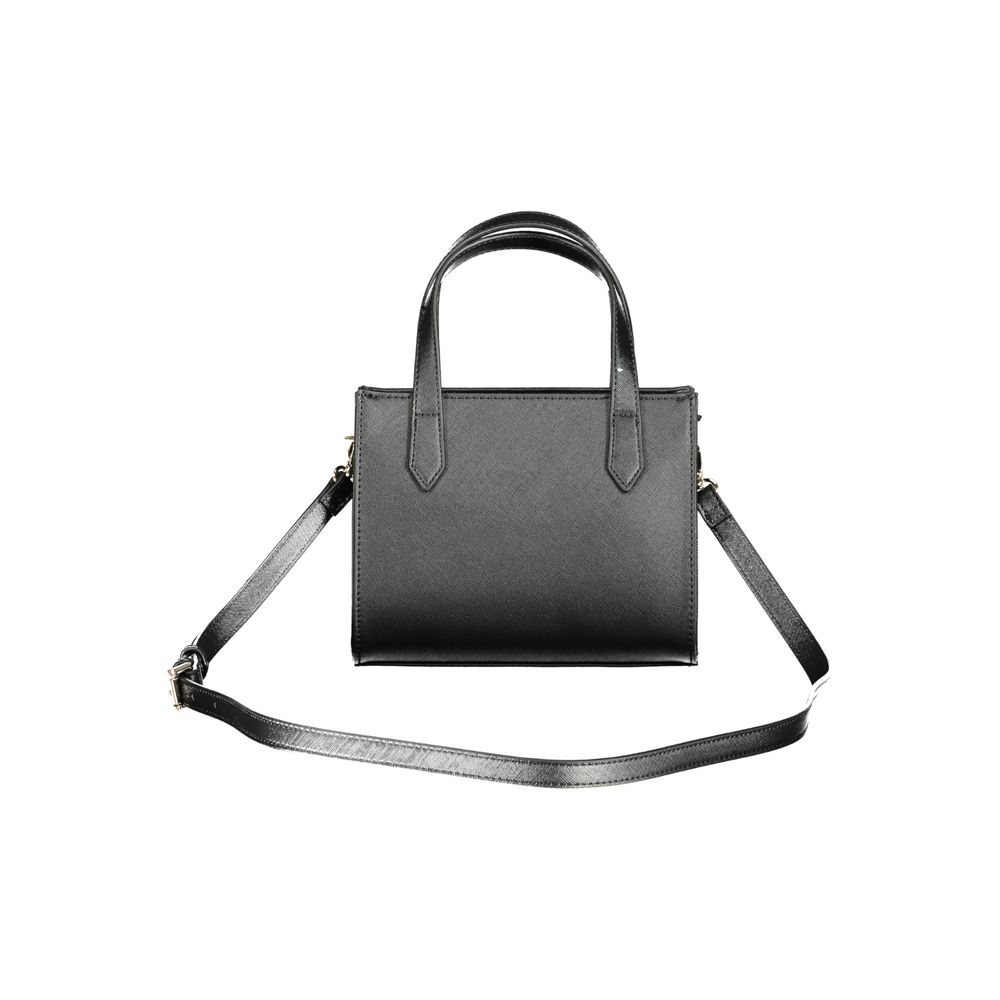 Mario Valentino Black Polyethylene Women Handbag with handles and detachable shoulder strap, eco-conscious chic design.