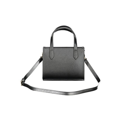 Mario Valentino Black Polyethylene Women Handbag with handles and detachable shoulder strap, eco-conscious chic design.
