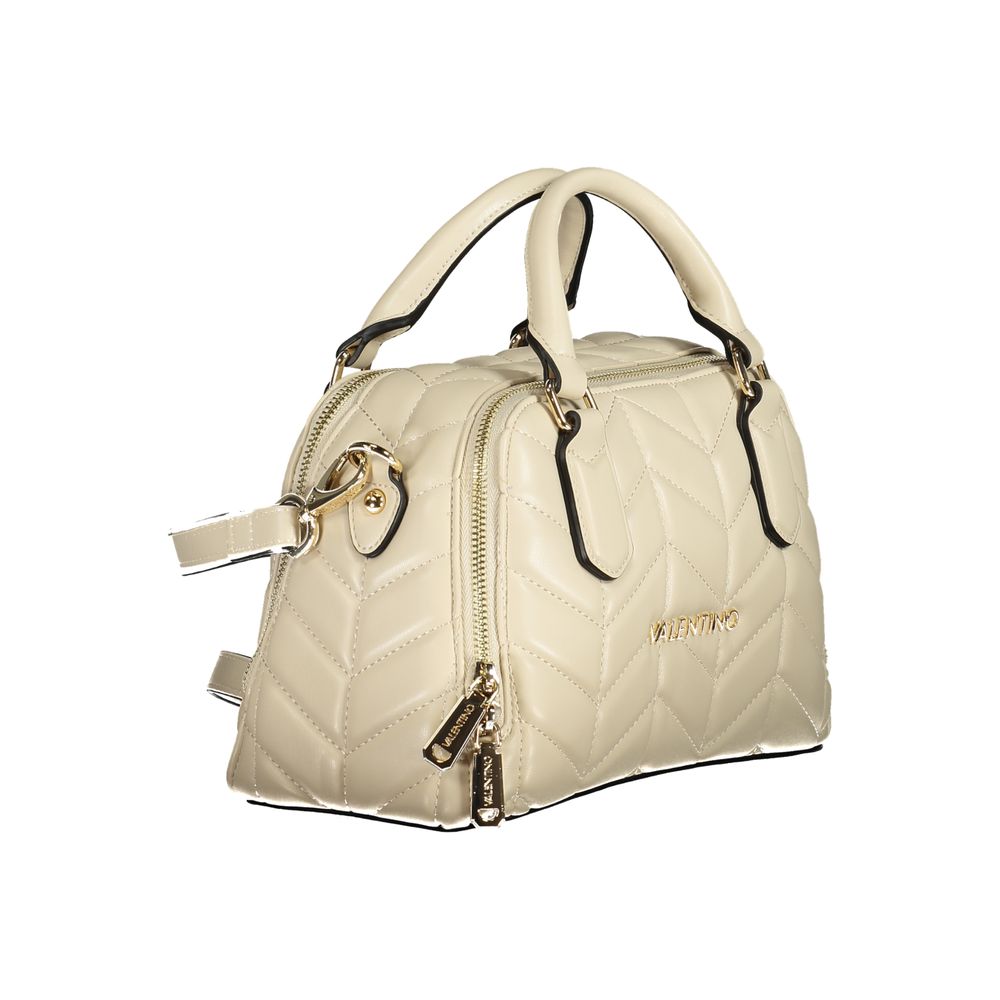 Mario Valentino Beige Polyethylene Women Handbag with dual compartments and contrasting details for style and utility.