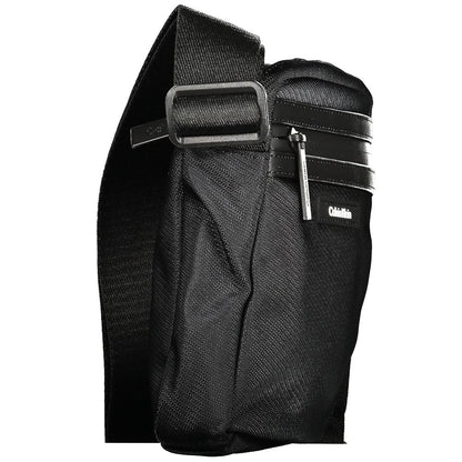 Calvin Klein Black Polyester Men Shoulder Bag with adjustable straps, external pockets, and zip closure, stylish and functional design.