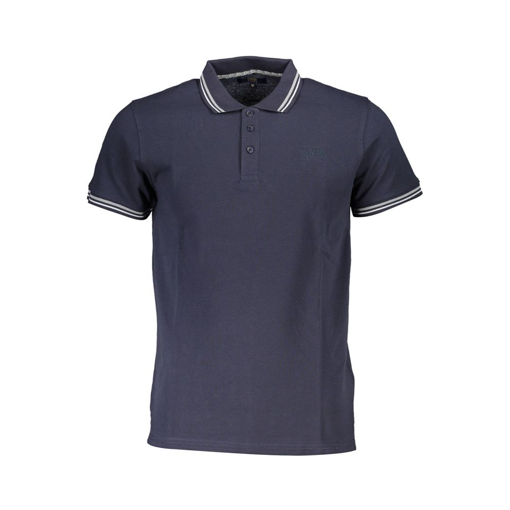 Cavalli Class Blue Cotton Men Polo Shirt