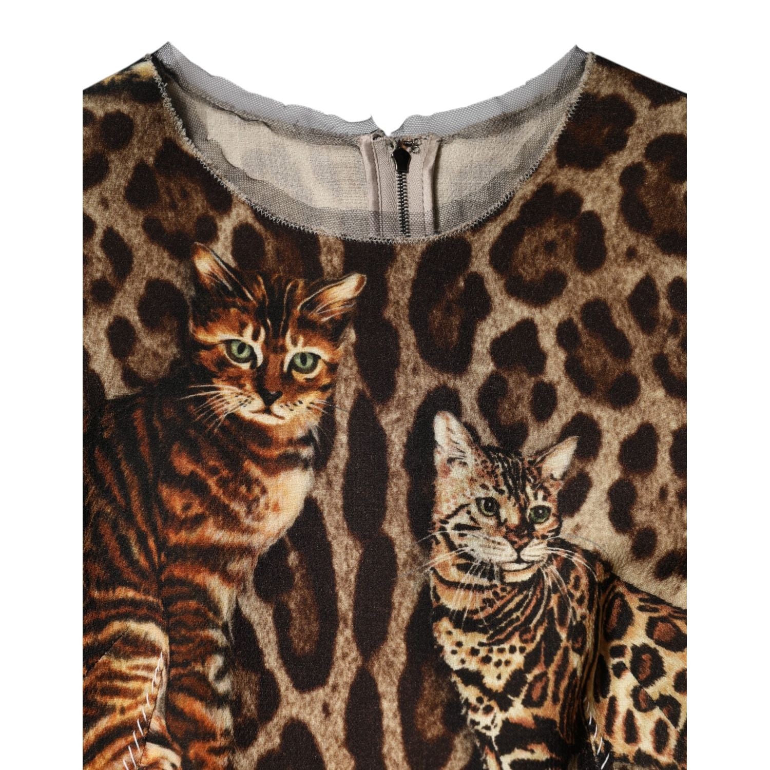 Dolce & Gabbana Brown Leopard Print Belted A-line Midi Dress