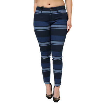 Dolce & Gabbana Blue Striped Cotton Stretch Denim Jeans