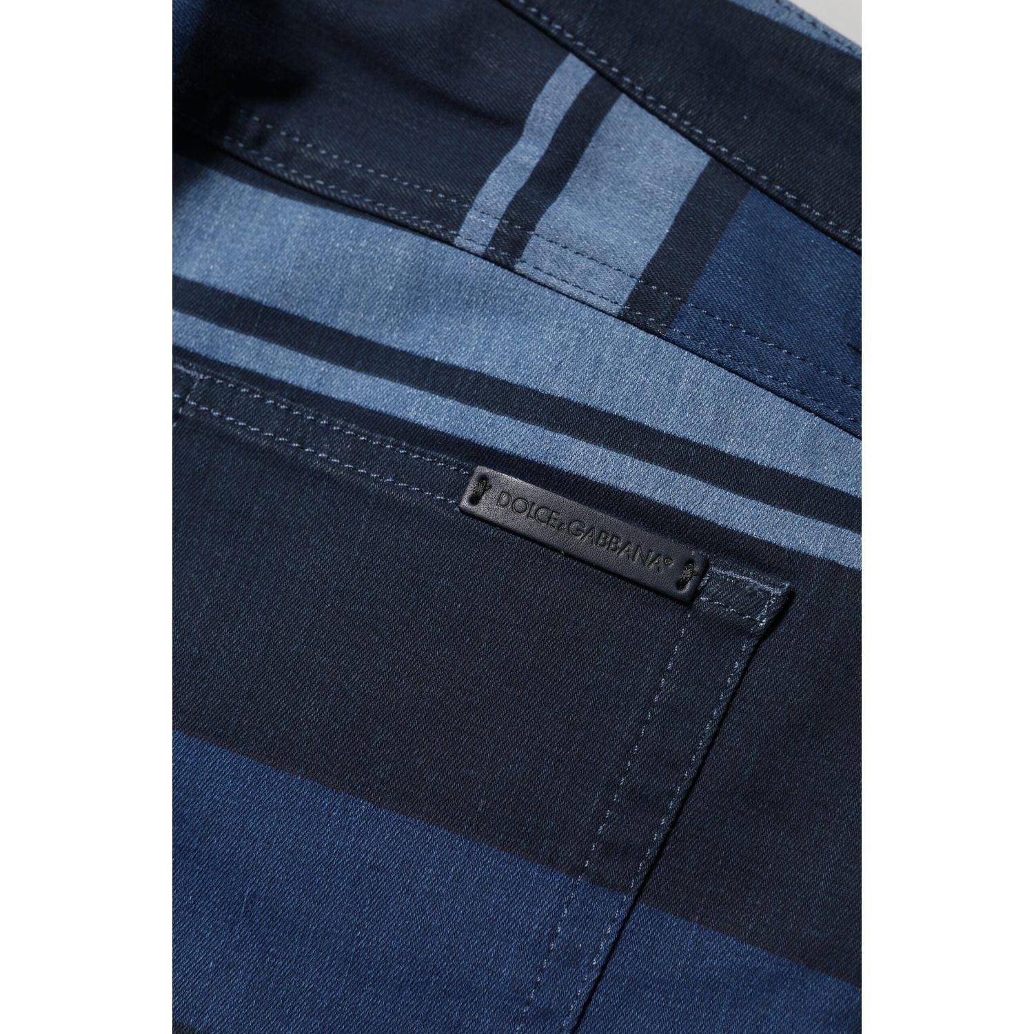 Dolce & Gabbana Blue Striped Cotton Stretch Denim Jeans