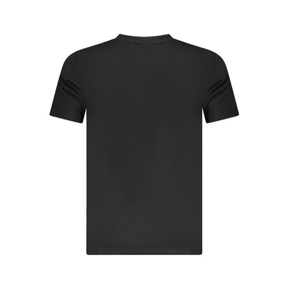 Back view of Cavalli Class Black Cotton Men T-Shirt showcasing luxury craftsmanship in classic short sleeve design.