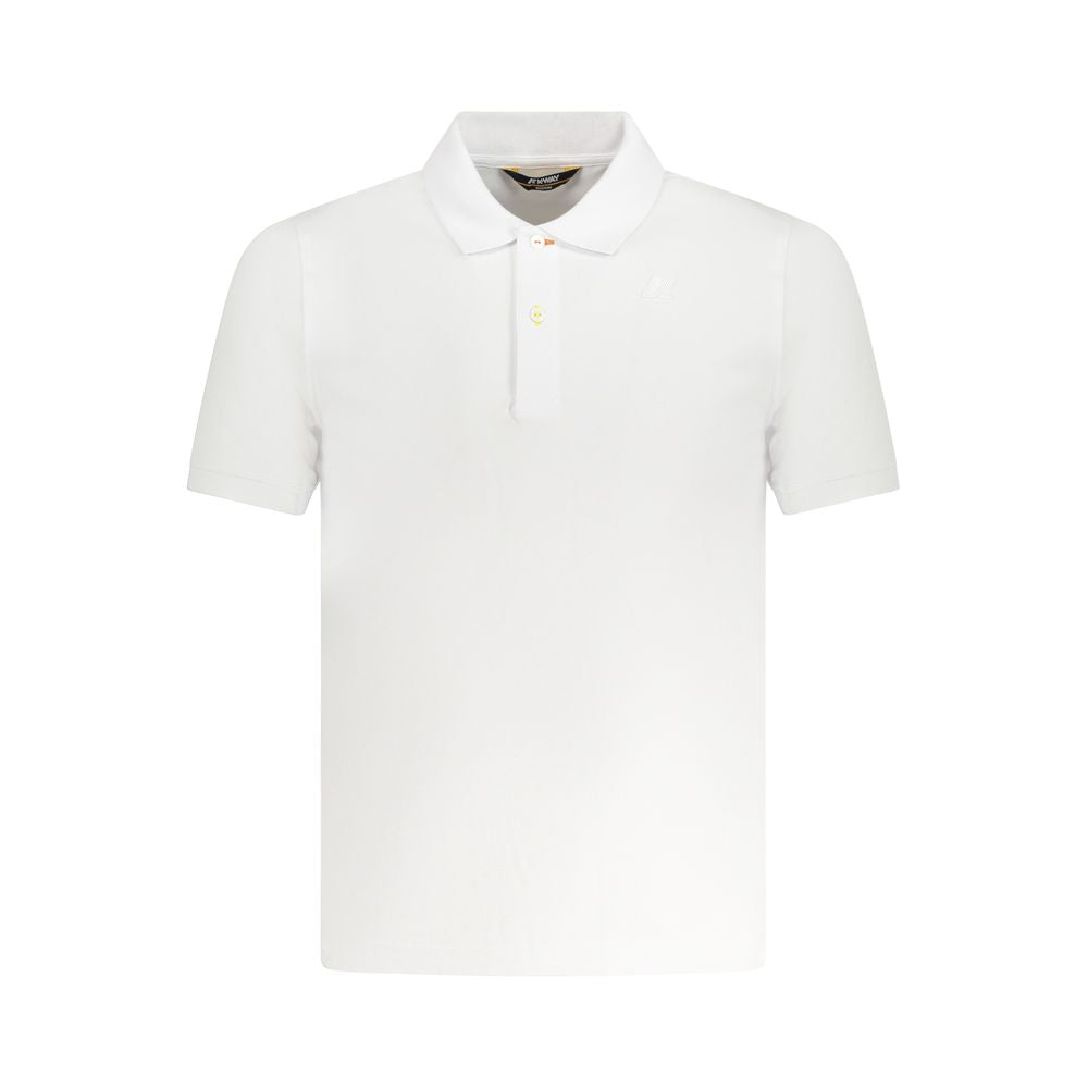 K-WAY White Cotton Polo Shirt with short sleeves, 2 buttons, and logo application.