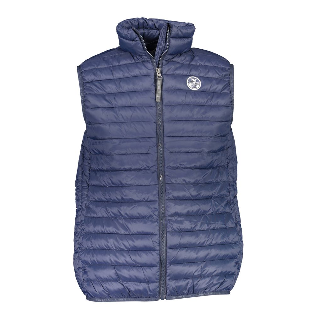North Sails Blue Polyamide Men Jacket, sleeveless, with a zip fastening and logo, perfect blend of style and functionality for the modern man.
