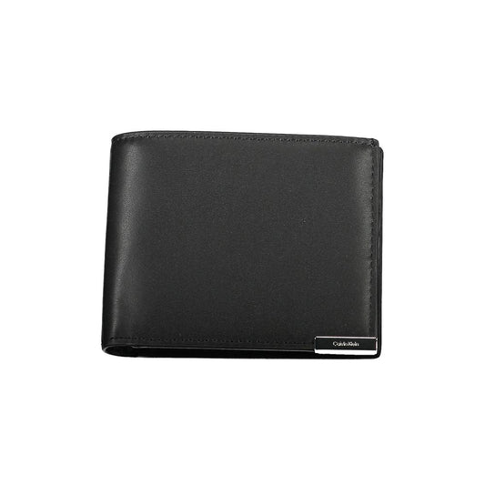 Calvin Klein Black Polyethylene Men Wallet with RFID blocking, dual compartments, and coin purse for style and security.