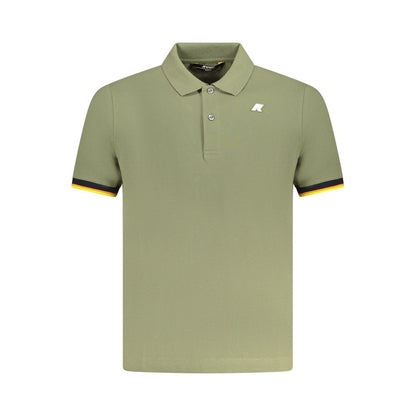 K-WAY Green Cotton Polo Shirt with short sleeves, 2 buttons, contrasting details, and logo application.