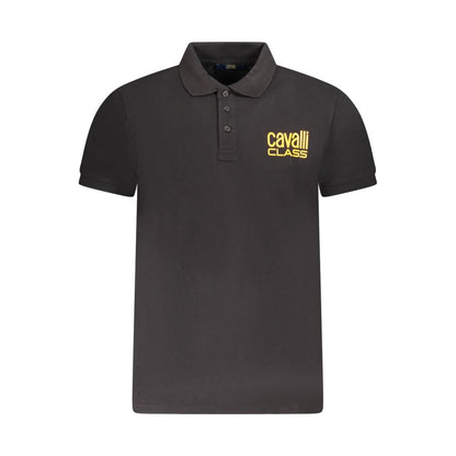 Cavalli Class Black Cotton Polo Shirt