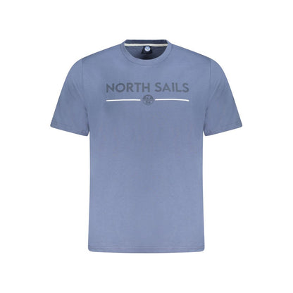 North Sails Blue Cotton Men T-Shirt with logo and print, perfect for casual wear.