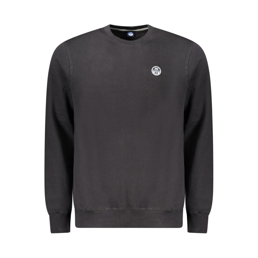 North Sails Black Cotton Men Sweater with logo, long-sleeve, crewneck, perfect for a modern trendsetter's wardrobe.