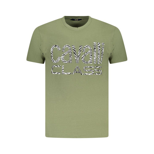 Cavalli Class Green Cotton Men T-Shirt CA-36705-M