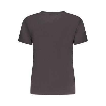 Back view of Tommy Hilfiger Black Cotton Women T-Shirt featuring short sleeves and elegant design