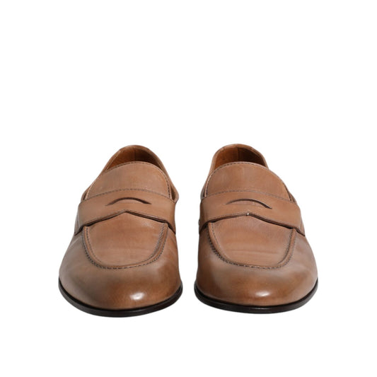 Brunello Cucinelli Brown Leather Loafer Dress Shoes MV7266-44.5