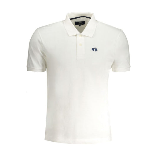 La Martina White Cotton Polo Shirt LA-30434-S