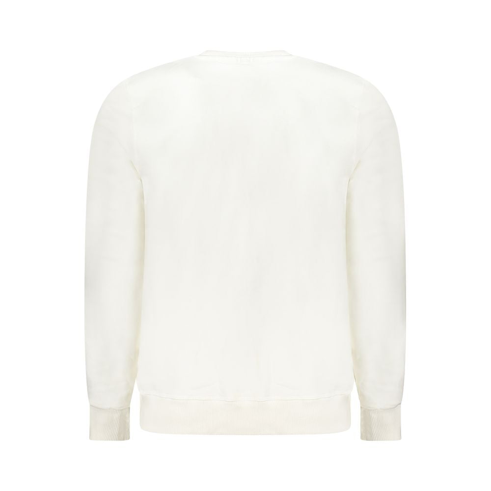 Rear view of North Sails White Cotton Men Sweater showcasing long sleeves and a crisp white finish.
