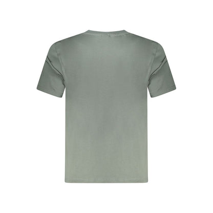 Back view of North Sails Green Cotton Men T-Shirt featuring short sleeves and crew neck design for casual wear.
